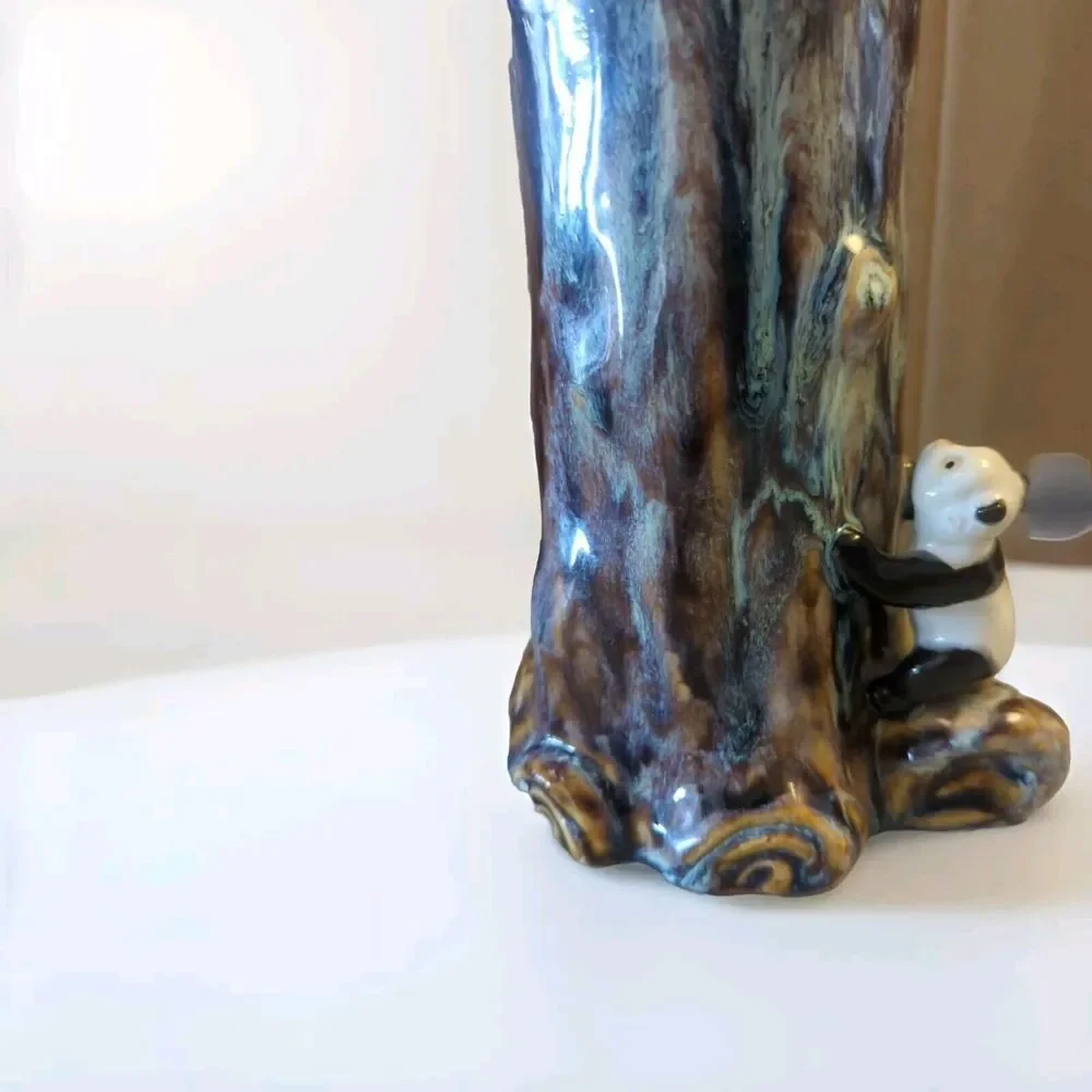 MAJOLICA‎ VASE PANDA GLAZED 10
